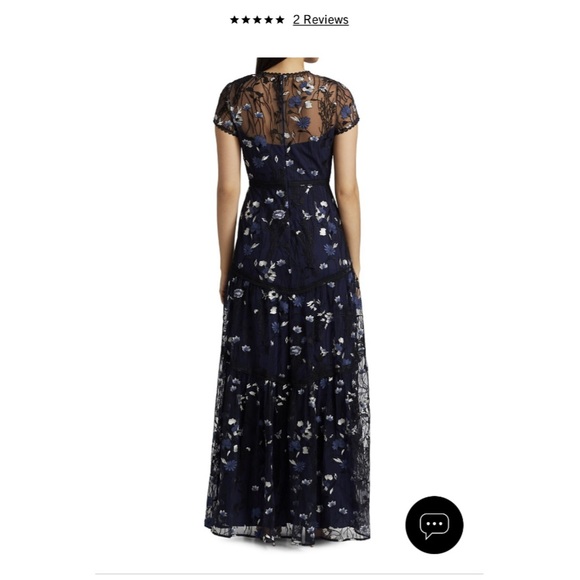 ML Monique Lhuillier Floral embroidered mesh gown size 12 - Picture 6 of 10